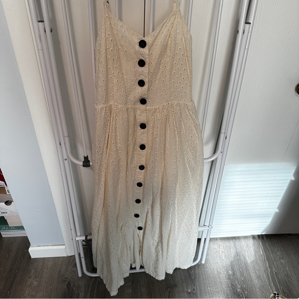 UO Cream Button Dress